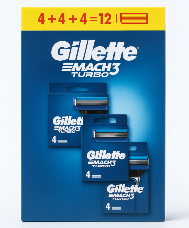 Gillette Mach3 Turbo (Box 4+4+4 шт) New Pack