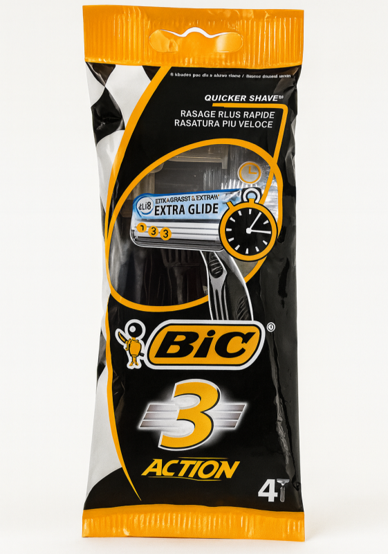 Bic Action 3 (4 шт) Одноразові чоловічі станки для гоління