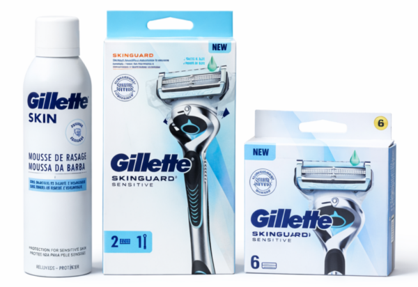 Gillette Skinguard Станок 2 картриджі + Skinguard (6 шт) + Skinguard Піна для гоління 240мл + 🎁Косметичка