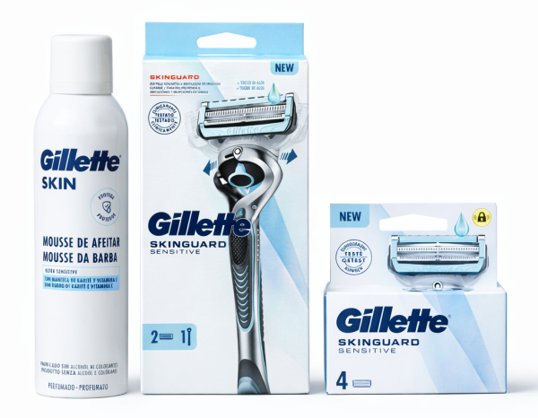 Gillette Skinguard Станок 2 картриджі + Skinguard (4 шт) + Skinguard Піна для гоління 240мл + 🎁Косметичка