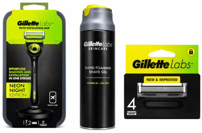 Gillette Labs Neon 2 (футляр)+Labs (4шт)+Labs Гель для гоління 198мл+ 🎁Косметичка Gillette