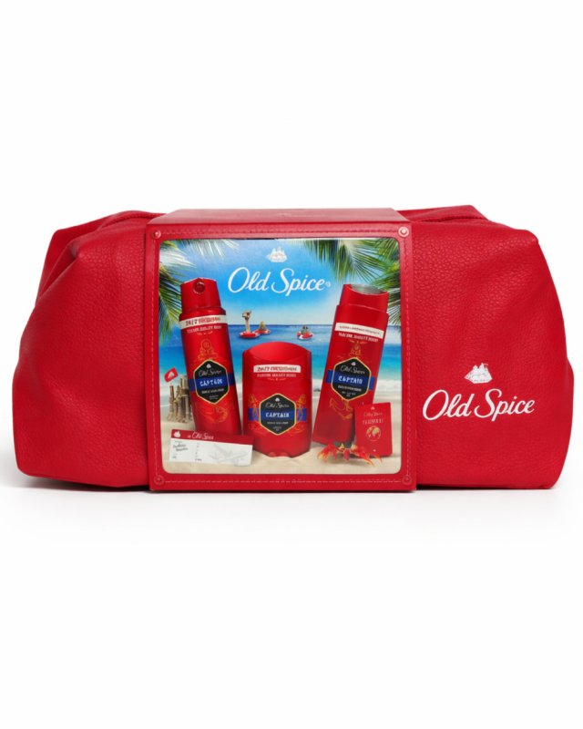 Old Spice Capitan Набір (Гель душ 250мл+спрей 150мл+стик+косметичка)