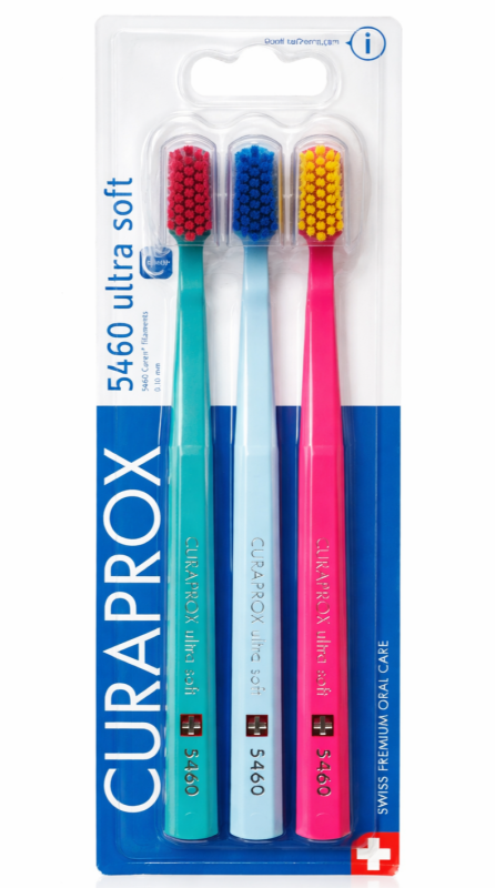 Curaprox Ultra Soft зубні щітки (3 шт), кольори: зелений / блакитний / рожевий