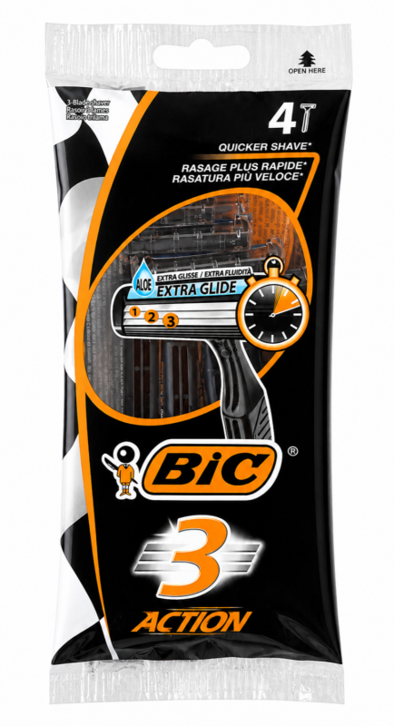 Bic Action 3 (4 шт) Одноразові чоловічі станки для гоління