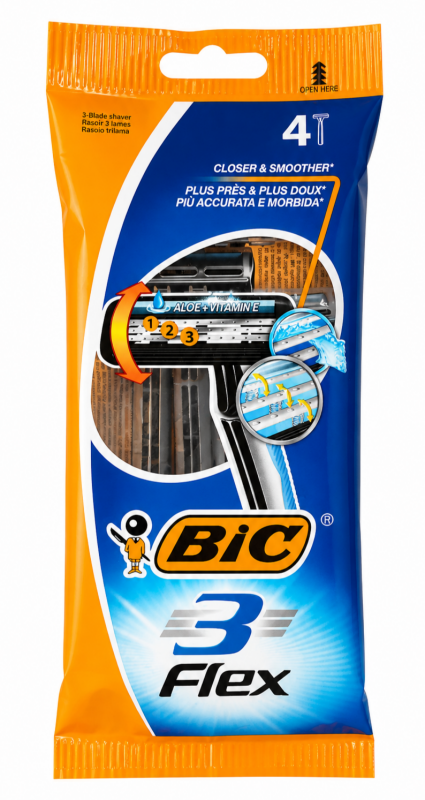 Bic Flex 3 (4 шт) пакет Одноразові чоловічі станки для гоління