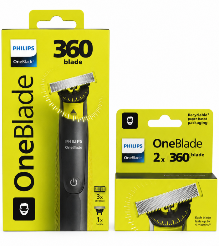 Philips OneBlade 360 Триммер-шейвер+OneBlade 360 (2шт) змінних картриджів