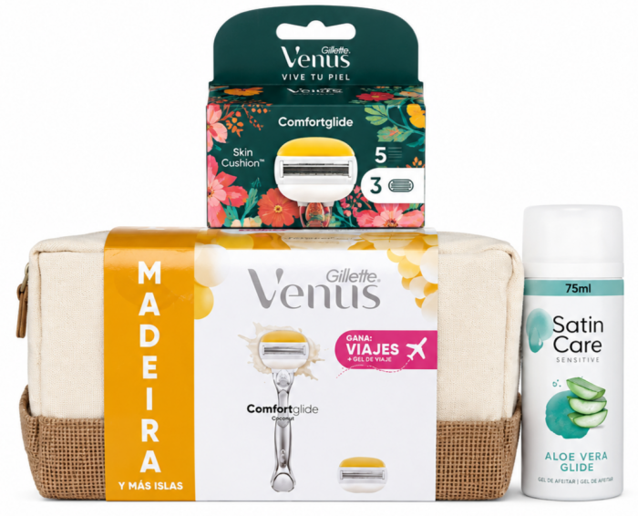 Venus Набір Madeira+Venus Olay Coconut Flower (3 шт) змінні картриджі+Satin Care Гель для гоління 75 мл